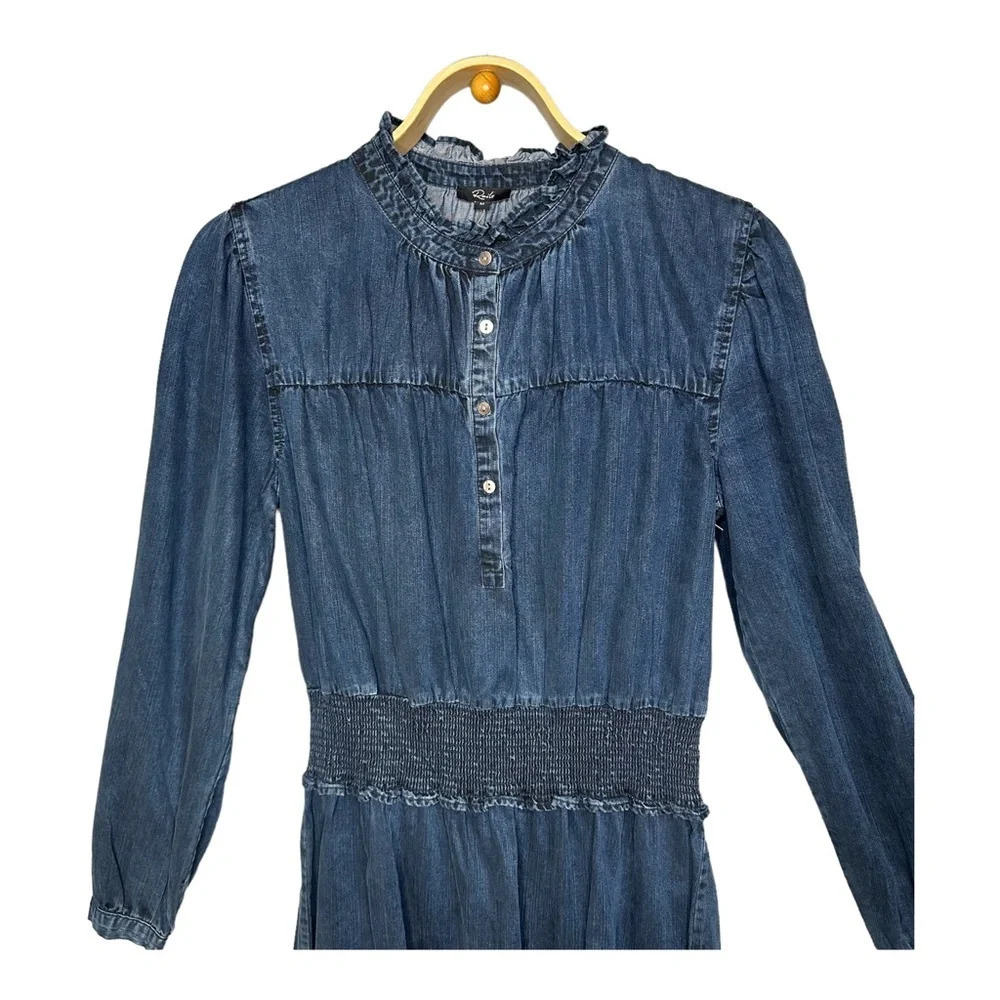 Rails Shawna Chambray Smocked Waist Minidress. Sz… - image 5